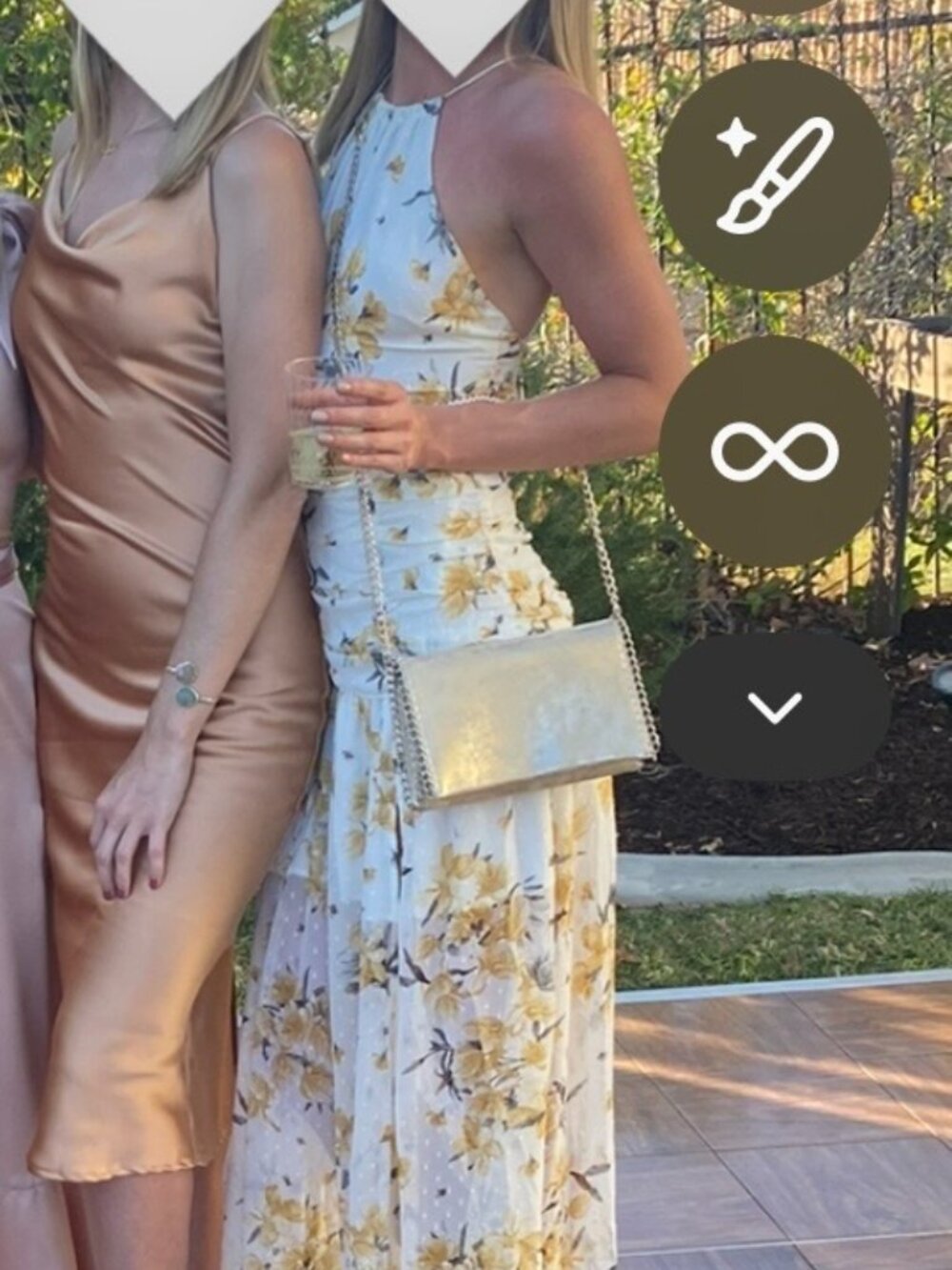 Hello Molly Just Us Floral Maxi Dress Cream Yellow High Slit Halter XS